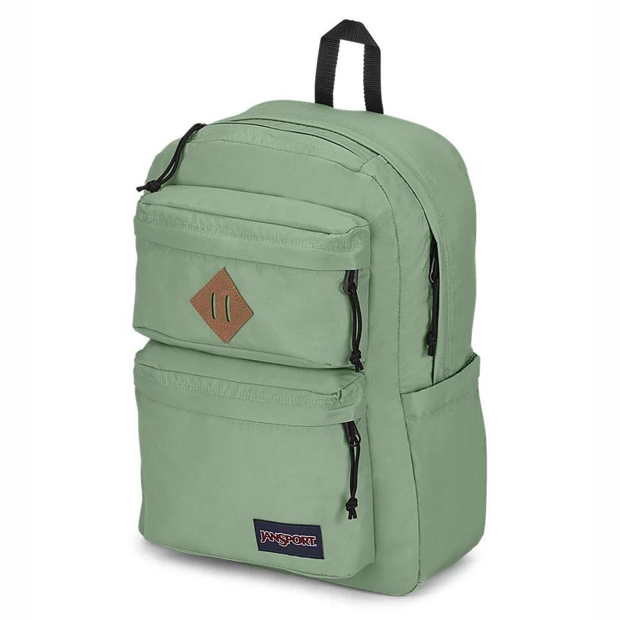 Green JanSport Double Break Laptop Backpacks | US_JS136