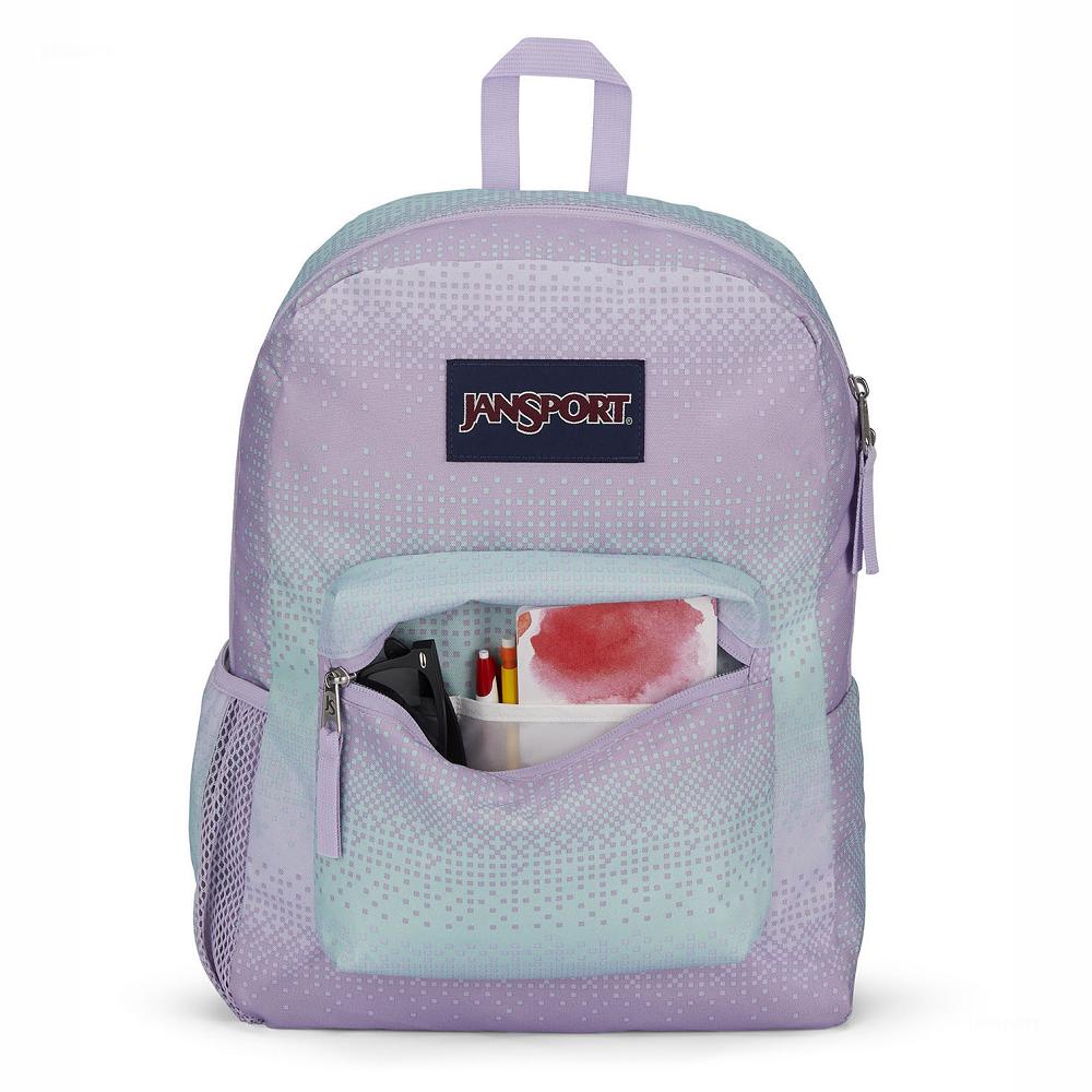 Purple / Green JanSport CROSS TOWN School Backpacks | US_JS376