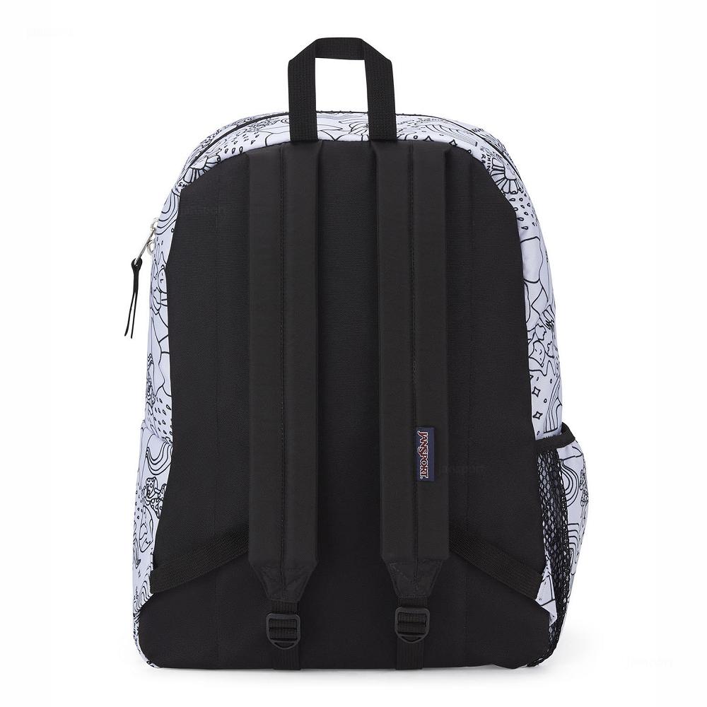 White / Black JanSport CROSS TOWN School Backpacks | US_JS373