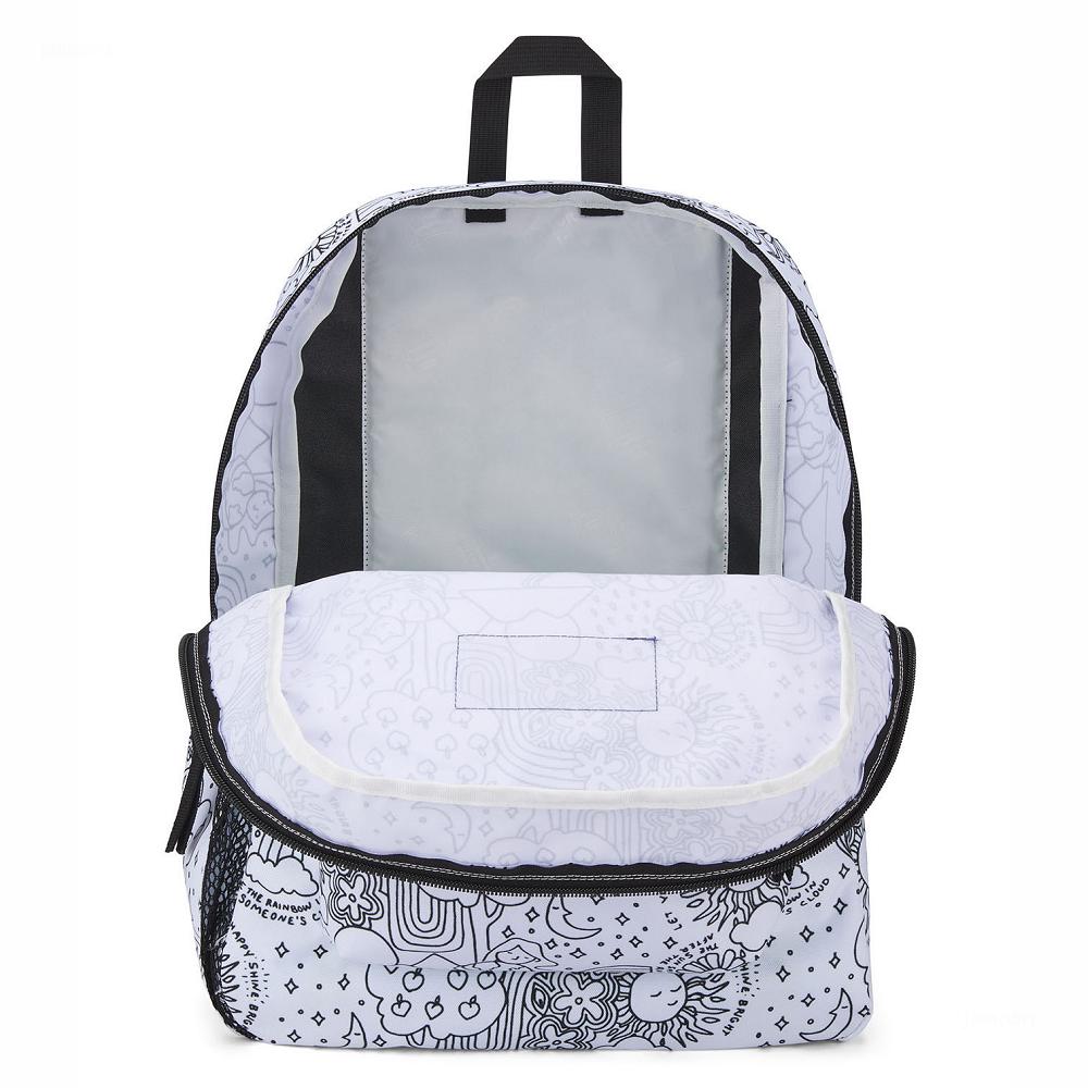 White / Black JanSport CROSS TOWN School Backpacks | US_JS373